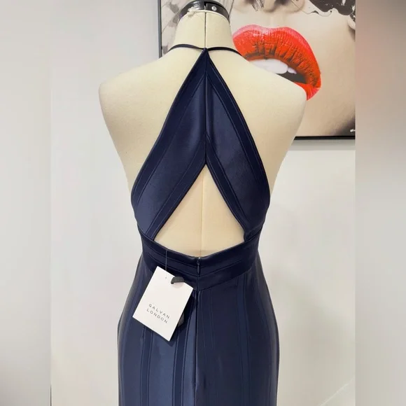 GALVAN London Prism Pinstripe Cutout Thigh-Slit Maxi Dress - Picture 9 of 14